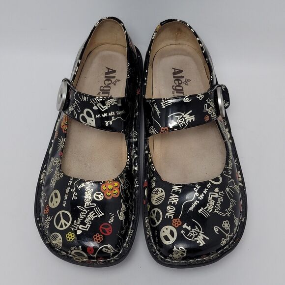 Alegria Peace & Love Patent Leather Slip On Mary Jane Shoes Size 38 PAL-311 - Picture 4 of 13